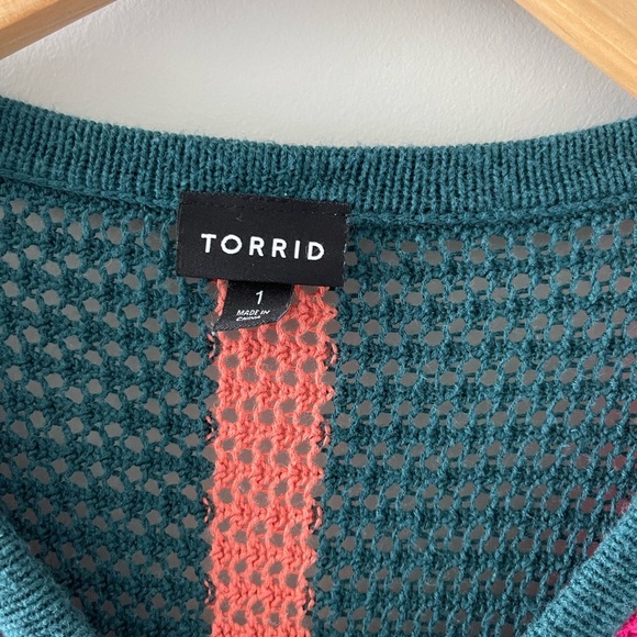 Torrid | Open Stitch Colorful Striped Knit Sweater with Fringe - Picture 5 of 10